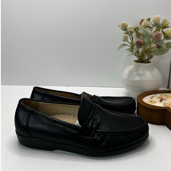 SAS Ace Leather Slip On Comfort Moc Toe Loafer Black Men\'s 11 Wide Tried On
